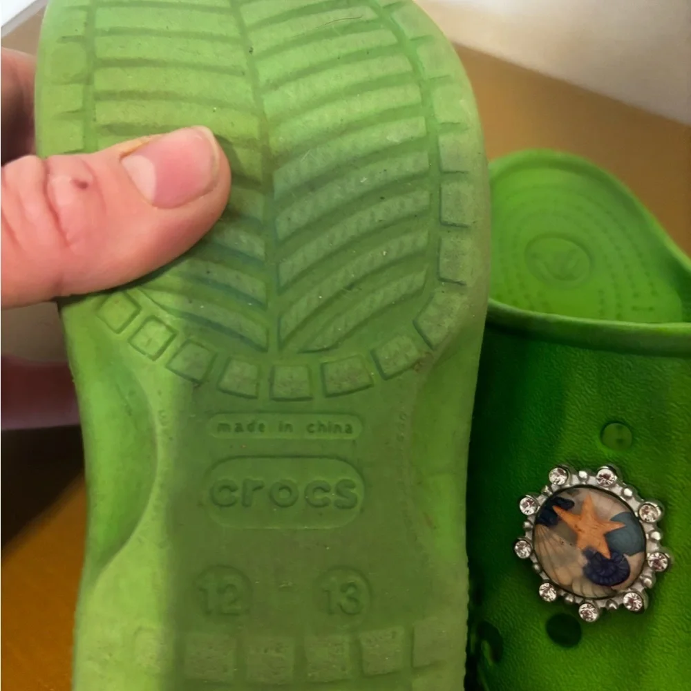 Green Kids CROCS Slide Sandals 12/13